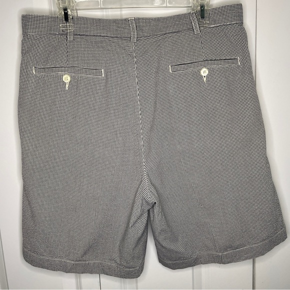 Brooks Brothers Black & White Check Shorts Size 36 100% Cotton Pleated 8” Inseam - Picture 3 of 5